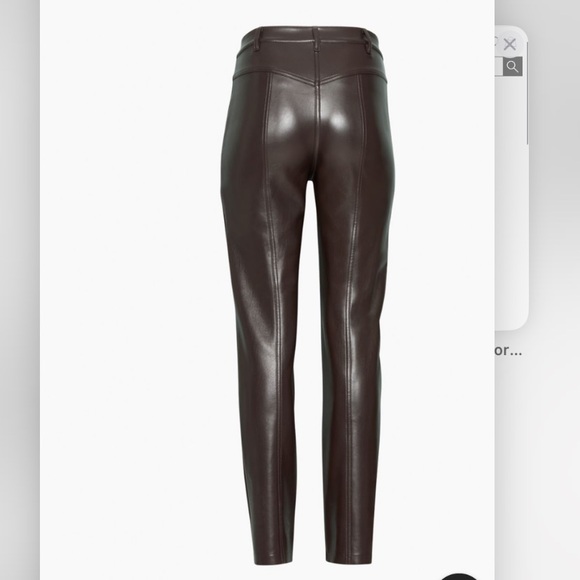 Wilfred Rebel Vegan Leather Pants - Rich Mocha Brown Sz. 2 - Picture 2 of 7